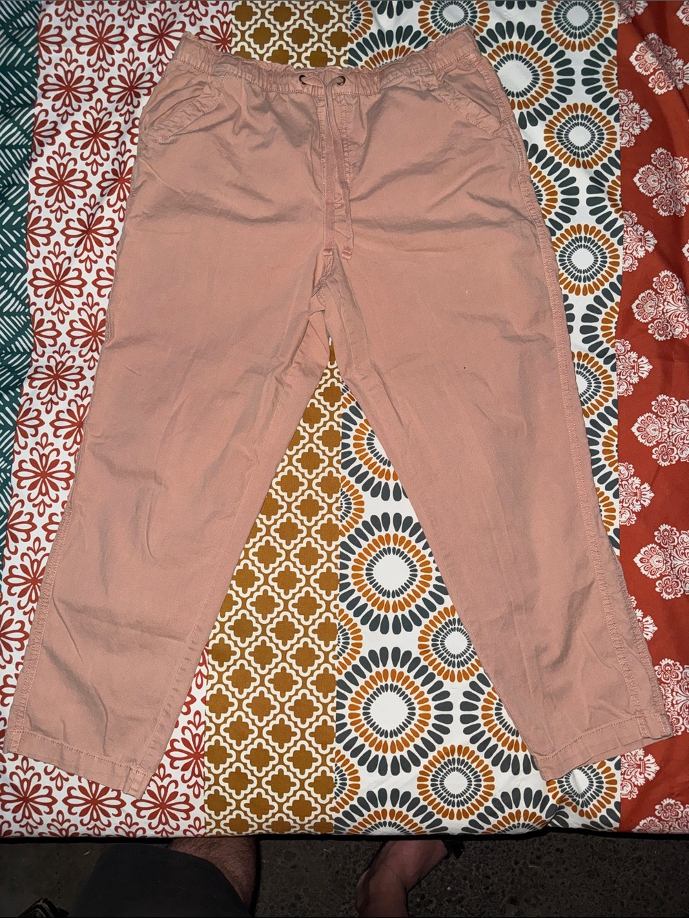 Sonoma Womens M Dusty Pink Blush Elastic Waist Pull On Chino Pants Tapered